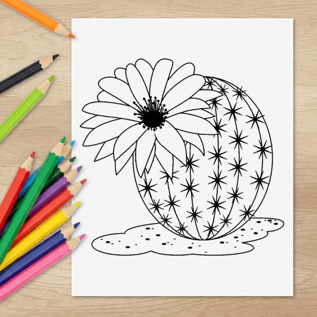 Cactus Flower Colouring Page Rubber Stamp (Creator Uploaded)