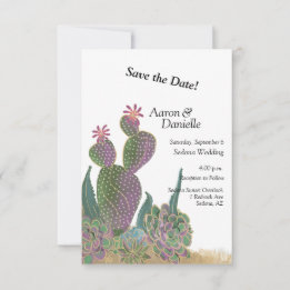 Cactus Flower Flat Enregistrer La Carte Date