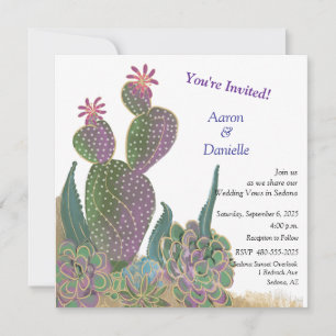 Cactus Flower Flat Save The Date Card