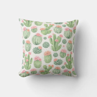 Cactus Flower Garden Throw Pillow