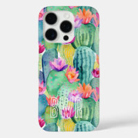 Cactus Flower INITIALS Watercolor Art Desert