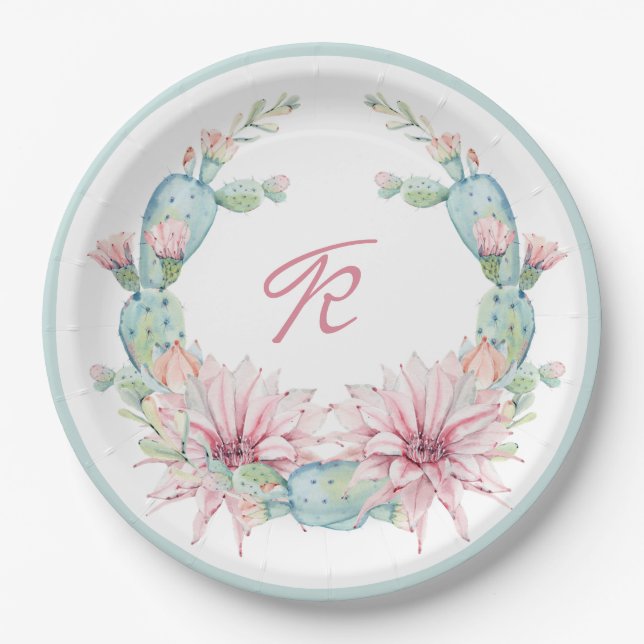 Cactus Flower Paper Plate (Front)