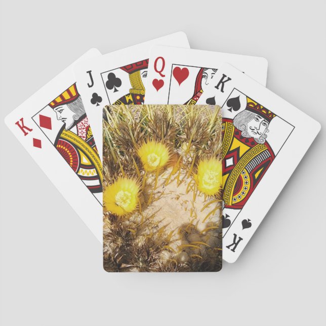 Cactus Flower Photo Playing Cards (Back)
