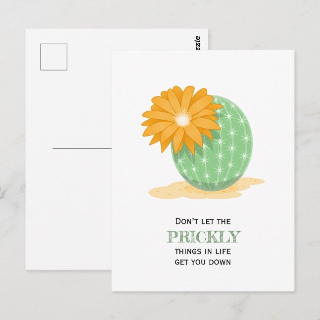 Cactus Flower - Pricky Things Quote Postcard (Front/Back)