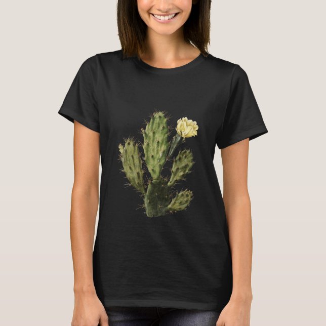 Cactus Flower Vintage Drawing T-Shirt (Front)