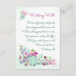 Cactus Flower Wedding Wishing Well Cards