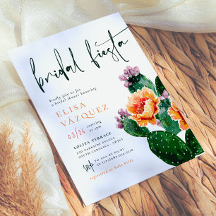 Cactus Flowers Bold Colourful Fiesta Bridal Shower Invitation
