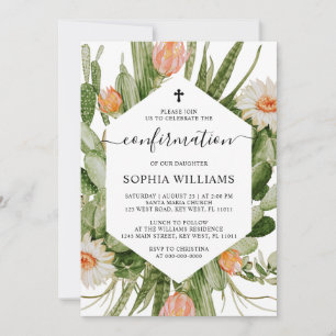 Cactus Flowers Frame Confirmation Invitation