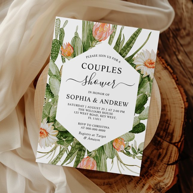 Cactus Flowers Frame Couples Shower Invitation (Créateur téléchargé)