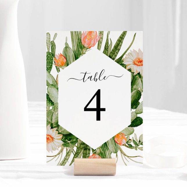 Cactus Flowers Frame Table 4 Wedding Table Number (Creator Uploaded)