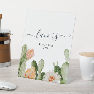 Cactus Flowers Greenery Shower Favours Sign