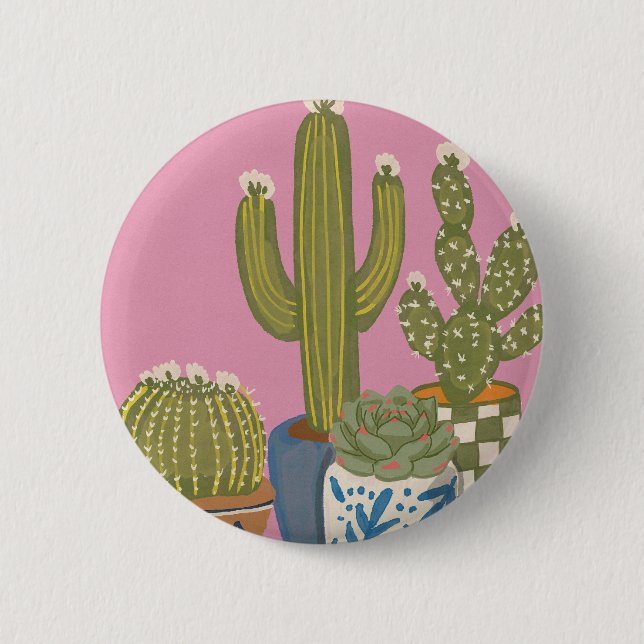 Cactus Flowers Pink 2 Inch Round Button (Front)