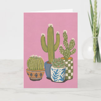 Cactus Flowers Pink Card