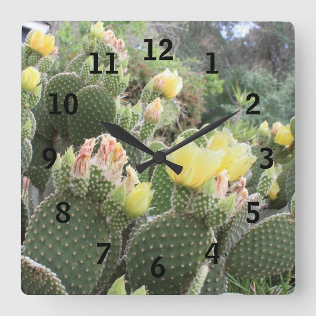 Cactus Flowers Wall Clock (Front)