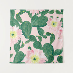Cactus Flowers: Watercolor Painting Tapestry
