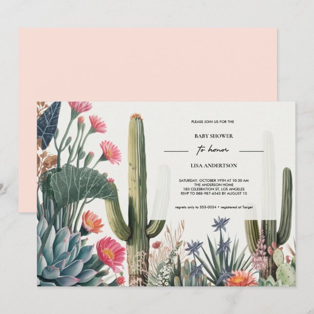 CACTUS FOLIAGE BABY SHOWER INVITATION (Front/Back)