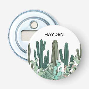 Cactus Garden Art Personalised Bottle Opener
