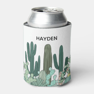 Cactus Garden Art Personalised Can Cooler