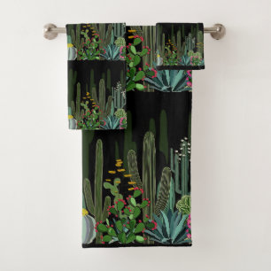 Cactus Garden at Night Bath Towel Set
