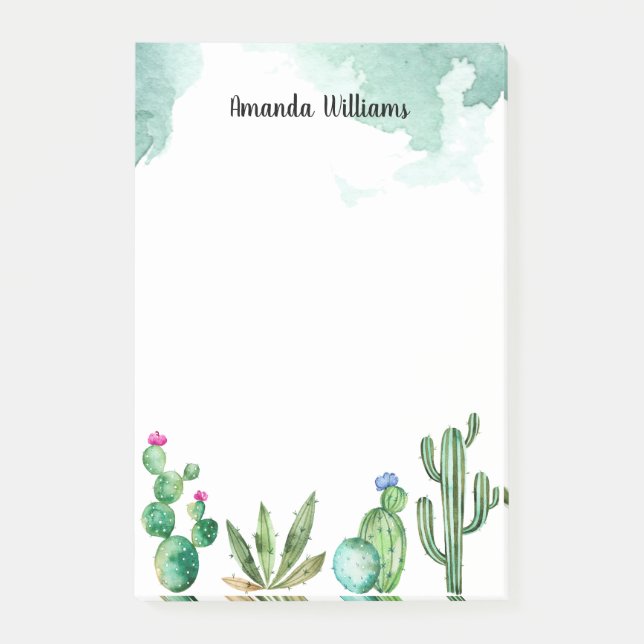 Cactus Garden Personalized Monogram Post-it Notes (Front)