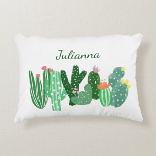 Cactus Garden Personalized Name Decor Accent Pillow
