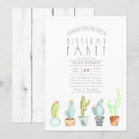 Cactus Garden | Watercolor Birthday Party Invite