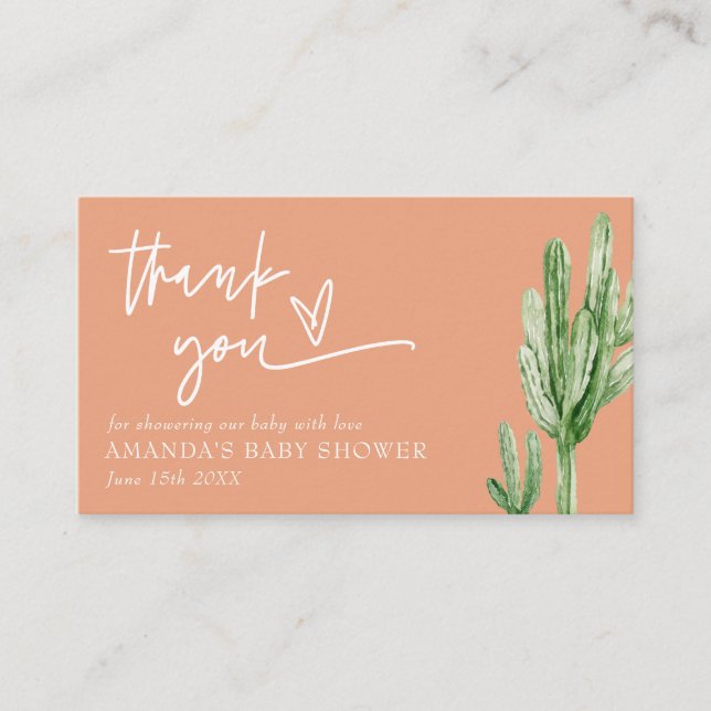 Cactus Gender Neutral Desert Hello Baby Shower Enclosure Card (Front)