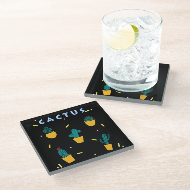 Cactus Glass Coaster (Angled)