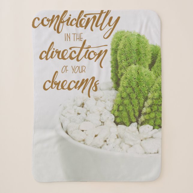 Cactus Go Confidently Sherpa Blanket (Front)