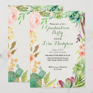 Cactus Graduation Party Invitation Southwestern