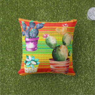 Cactus Graphic Design Outdoor Pillow