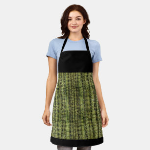 Cactus Green Kitchen Apron with Black Upper