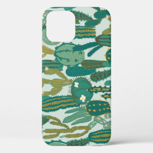 Cactus Green Repeated Vintage Texture iPhone 12 Case