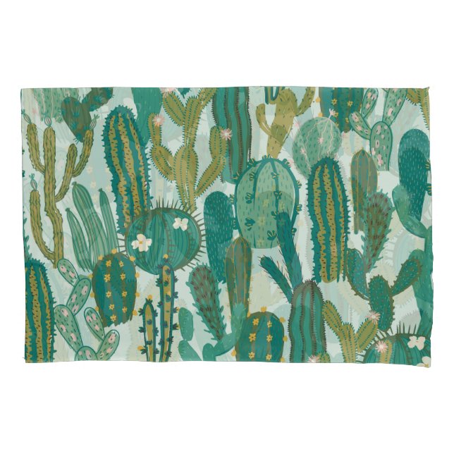 Cactus Green Repeated Vintage Texture Pillowcase (Front)