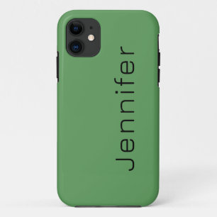 Cactus Green Solid Colour   Minimalist Name iPhone 11 Case