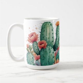 Cactus Green Succulent Watercolor Garden Plant Coffee Mug