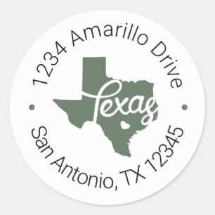 Cactus Green Texas Heart Cutout Address Label
