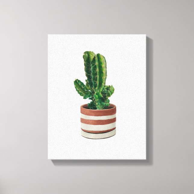 Cactus Hand-drawn Pencil Crayon Art Canvas Print (Front)