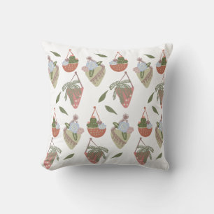 Cactus Hanging Baskets Botanical Floral Throw Pillow