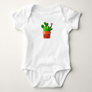 Cactus Heart Custom Name Cute Unisex Baby Bodysuit