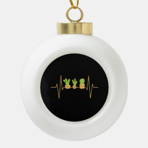 Cactus Heartbeat Ceramic Ball Christmas Ornament