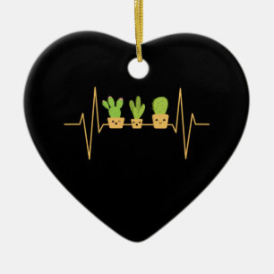 Cactus Heartbeat Ceramic Ornament