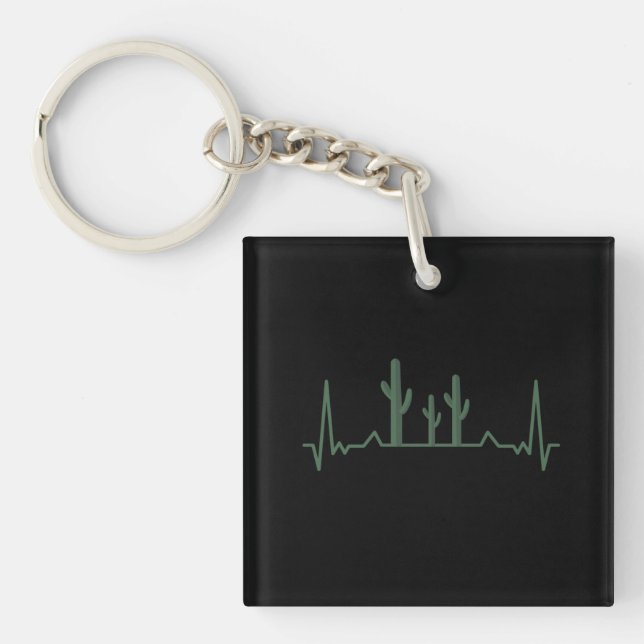 Cactus Heartbeat Keychain (Front)