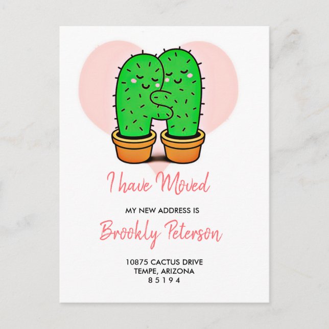 Cactus I Have Moved Moving Announcement Postcard (Front)