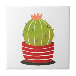 Cactus in a pot minimal art poster tile