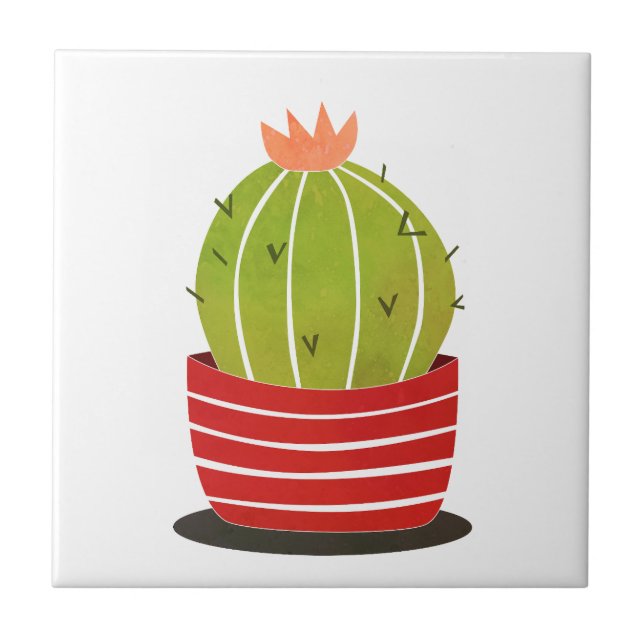Cactus in a pot minimal art  poster tile (Front)