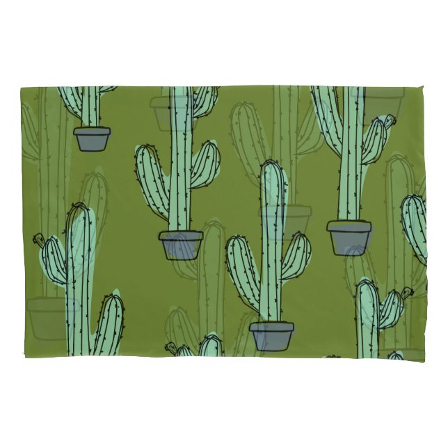 Cactus in Pot Illustration Pillowcase (Front)