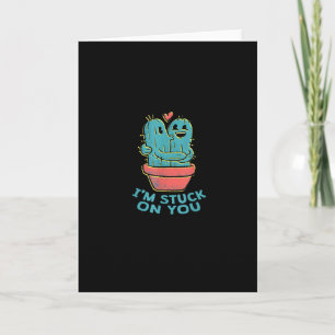 Cactus Joke Im Stuck On You Retro Succulent Couple Card