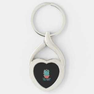 Cactus Joke Im Stuck On You Retro Succulent Couple Keychain