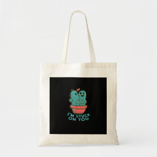 Cactus Joke Im Stuck On You Retro Succulent Couple Tote Bag